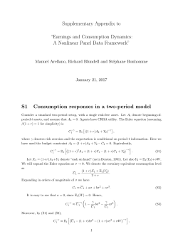 Supplementary Appendix to &ldquo;Earnings and Consumption