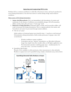 Appearing (and reappearing) H2S in wine Problem: H2S is a