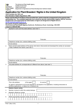 Application for Plant Breeders` Rights in the United Kingdom