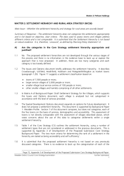 SETTLEMENT HIERARCHY AND RURAL AREA STRATEGY