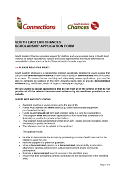 South Eastern Chances Scholarship Application Form