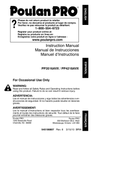 Poulan PRO 952802144 Manual