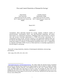 Price and Control Elasticities of Demand for Savings