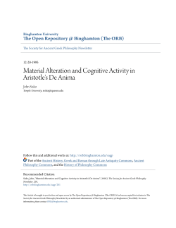 Material Alteration and Cognitive Activity in Aristotle`s De Anima