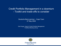 Credit Portfolio Management in a downturn - Toolkit and
