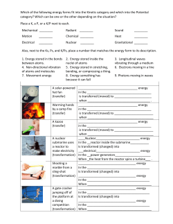 Practice with Energy Forms and Transfers and Transformations