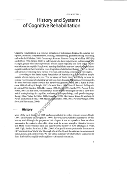 History and Systems of Cognitive Rehabilitation - Pro-Ed