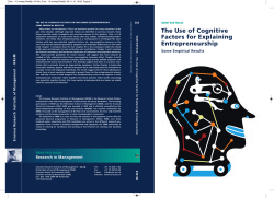 The Use of Cognitive Factors for Explaining Entrepreneurship