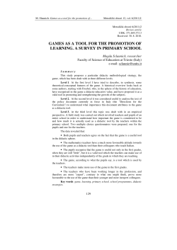 games as a tool for the promotion of learning. a survey in primary