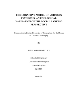 the cognitive model of voices in psychosis