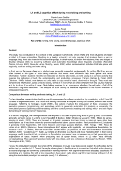 L1 and L2 cognitive effort during note taking and writing