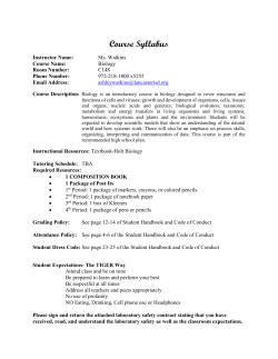 Biology Syllabus Biology A Unit 1