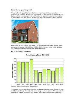 Bovis Homes goes for growth The UK`s four largest