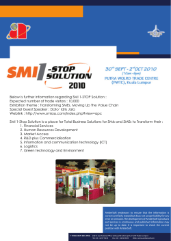 Join us @ SMI 1-Stop Solution Exhibition from 30th. Sept