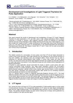 Development and Investigations of Light Triggered Thyristors for