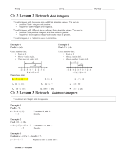 Ch 3 Lesson 4 Reteach Multiply Integers
