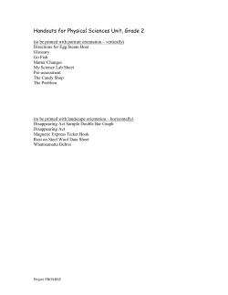 Materials for Physical Sciences Unit, Grade 2