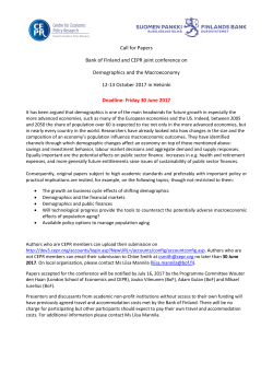 Call for Papers Bank of Finland and CEPR joint conference on