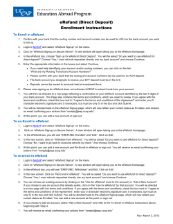 eRefund (Direct Deposit) Enrollment Instructions