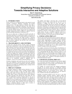 Simplifying Privacy Decisions: Towards Interactive and Adaptive