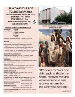 SAINT NICHOLAS OF TOLENTINE PARISH &ldquo;Whoever receives one
