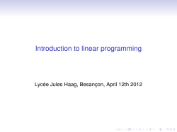 Introduction to linear programming