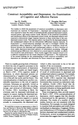 Construct Accessibility and Depression: An Examination of