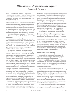 Of Machines, Organisms, and Agency