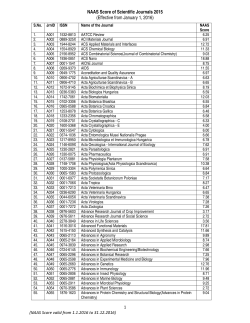 NAAS Score of Scientific Journals 2015
