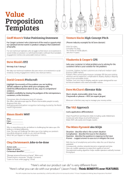 Value Proposition Templates