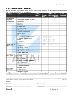 Supplier Audit Checklist