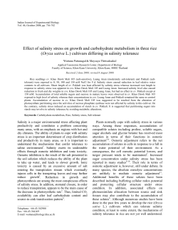 Effect of salinity stress on growth and carbohydrate metabolism in