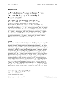 A New Palliative Prognostic Score: A First Step for the Staging of