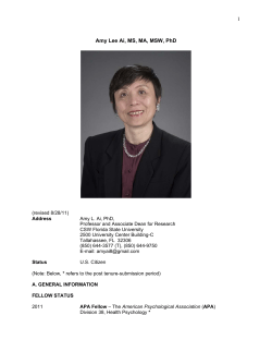 1 Amy Lee Ai, MS, MA, MSW, PhD - Center for Spirituality, Theology