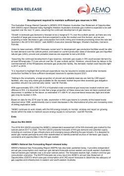 AEMO Media release_AEMO 2016 Western Australia Gas Statement