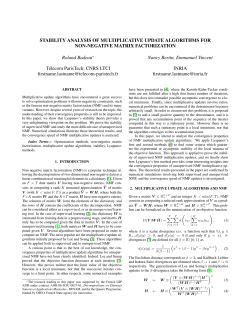 Stability analysis of multiplicative update algorithms for non