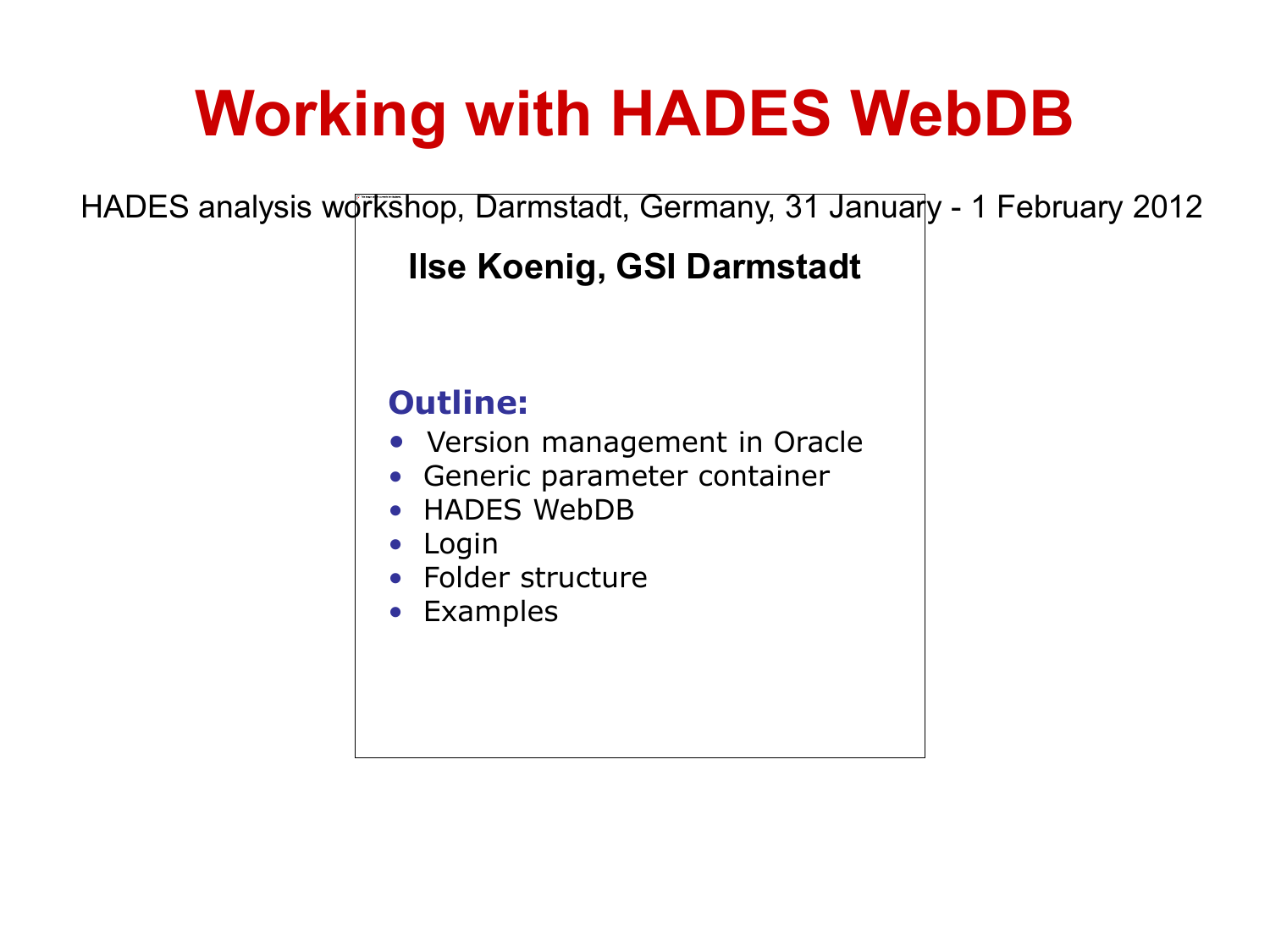 Working With Hades Webdb