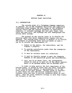 15.1 INTRODUCTION CHAPTER 15 OUTSIDE PLANT FACILITIES