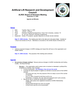 Artificial Lift Research and Development Coordination