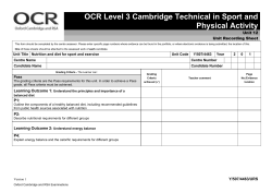 Unit 12 Nutrition and diet for sport and exervcise