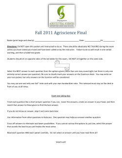 Fall 2011 Agriscience Final Name (print large and clearly): Date: Hr