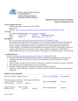 Department of Chemistry and Physics Organic Chemistry II/Lab