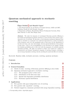 Quantum mechanical approach to stochastic resetting