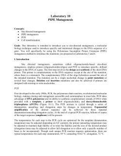 Laboratory 10 PIPE Mutagenesis