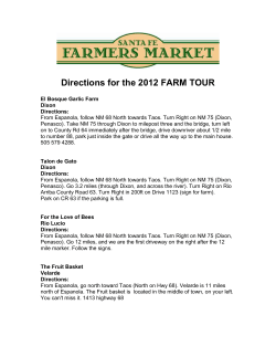 Directions for the 2012 FARM TOUR