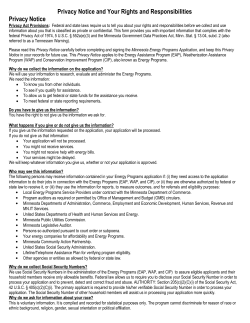 2016/17 Energy Assistance Application Privacy Notice and Rights