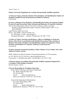 1 Palacky University Regulations for working with genetically