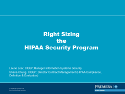 Right Sizing the HIPAA Security Program