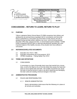 concussions – return to learn, return to play