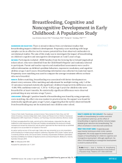 Breastfeeding, Cognitive and Noncognitive Development in Early